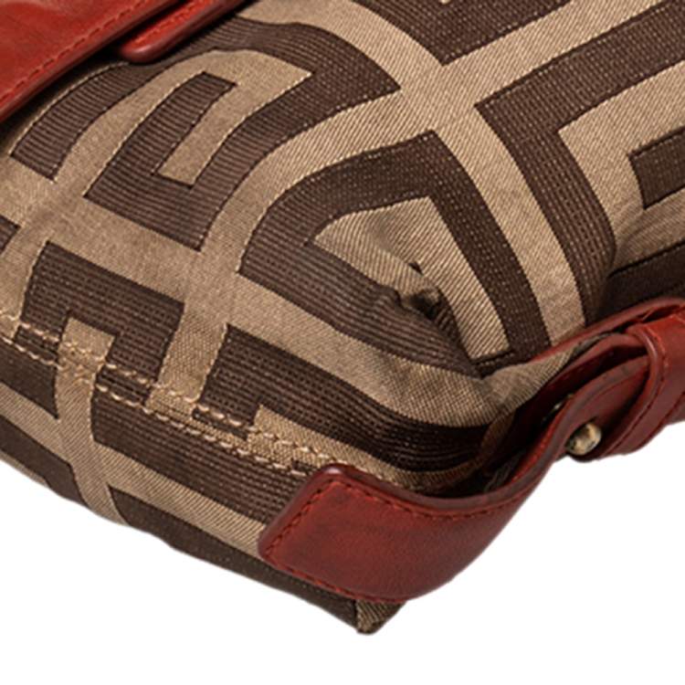 Pre Owned Givenchy Beige/Brown Monogram Canvas and Leather Shoulder Bag