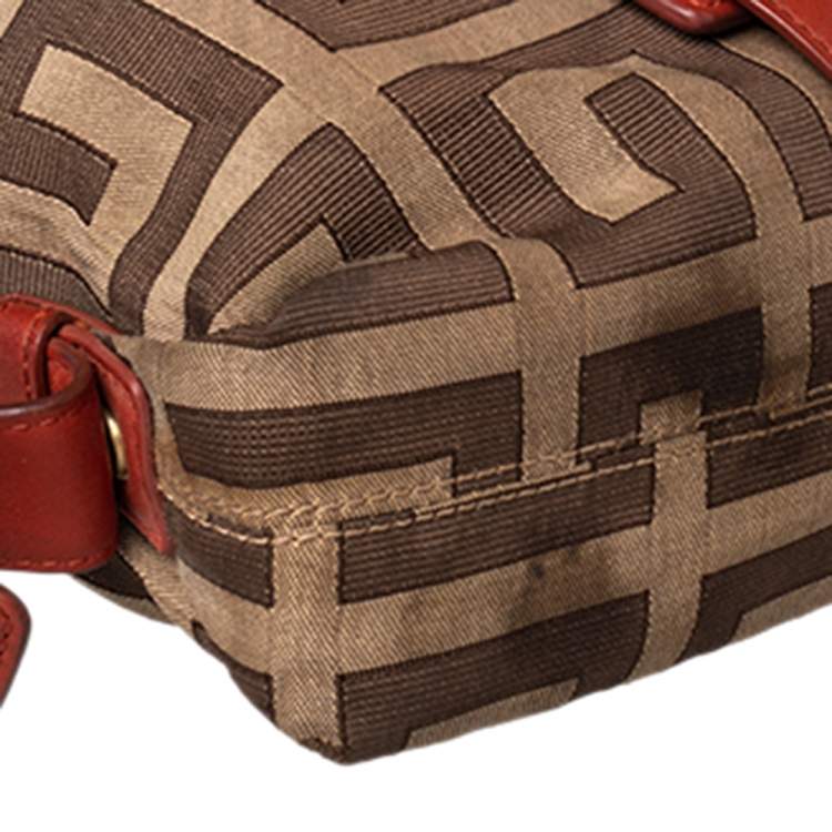 Pre Owned Givenchy Beige/Brown Monogram Canvas and Leather Shoulder Bag