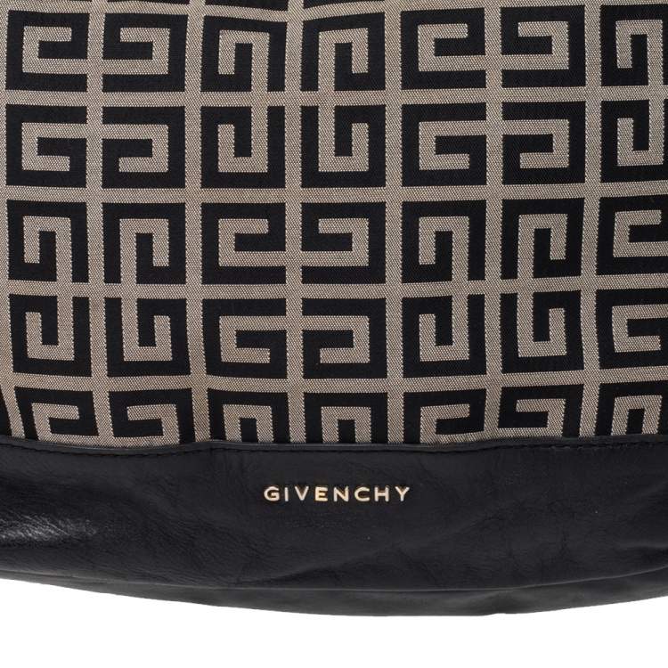 Pre Owned Givenchy Beige/Black Monogram Canvas And Leather Hobo