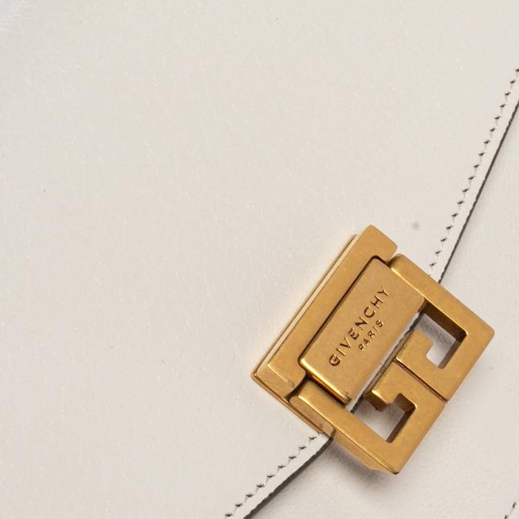 مملوكة مسبقًا Givenchy White/Beige Leather and Suede Mini GV3 Crossbody Bag