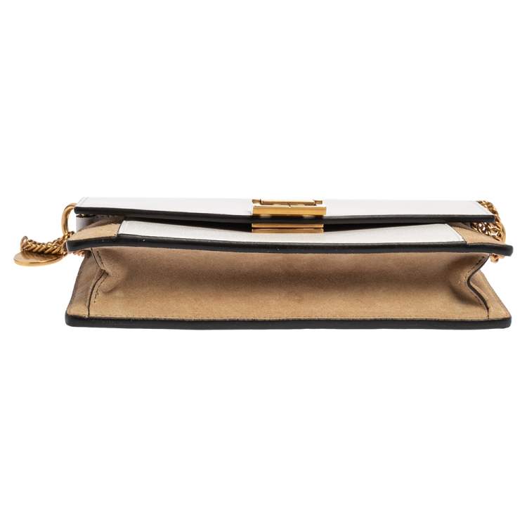 مملوكة مسبقًا Givenchy White/Beige Leather and Suede Mini GV3 Crossbody Bag