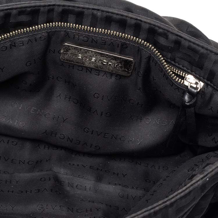 Pre Owned Givenchy Black Monogram Nylon  Flap Shoulder Bag