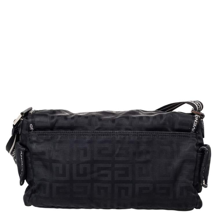 Pre Owned Givenchy Black Monogram Nylon  Flap Shoulder Bag