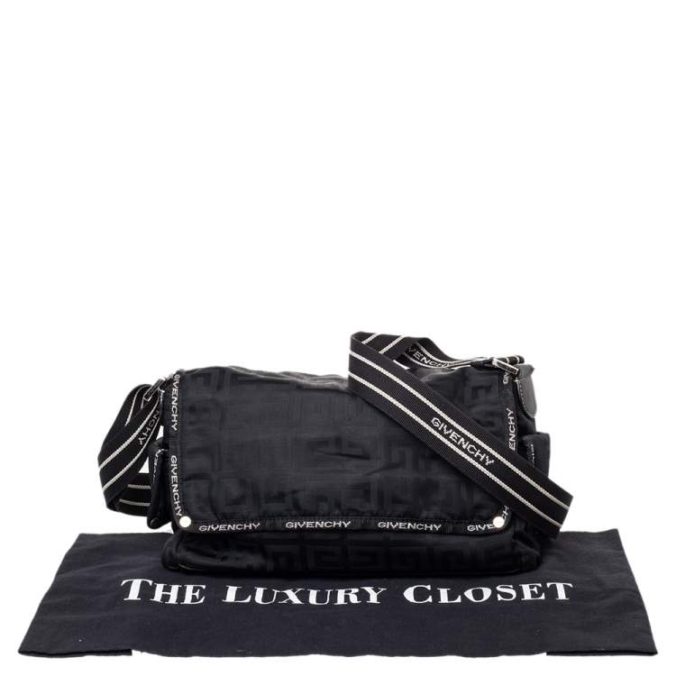 Pre Owned Givenchy Black Monogram Nylon  Flap Shoulder Bag