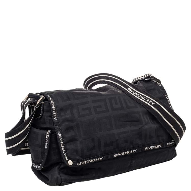 Pre Owned Givenchy Black Monogram Nylon  Flap Shoulder Bag