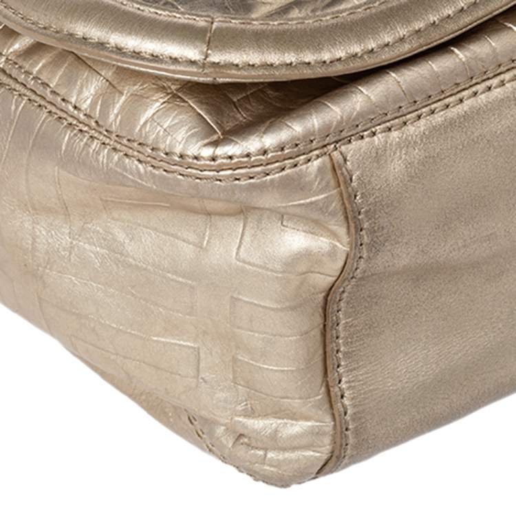 Pre Owned Givenchy Gold Monogram  Leather Hobo