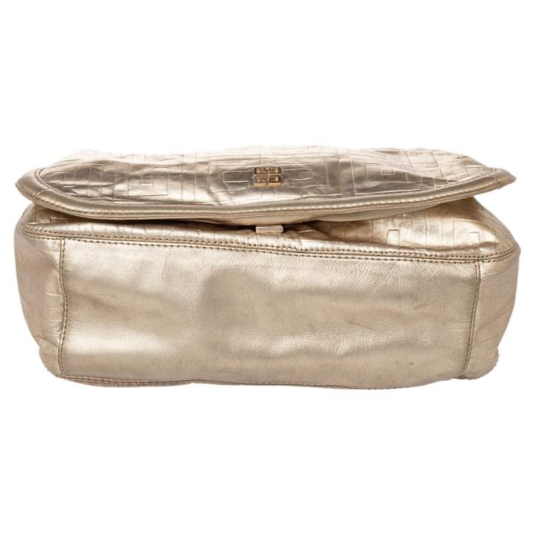 Pre Owned Givenchy Gold Monogram  Leather Hobo