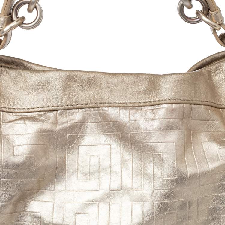 Pre Owned Givenchy Gold Monogram  Leather Hobo