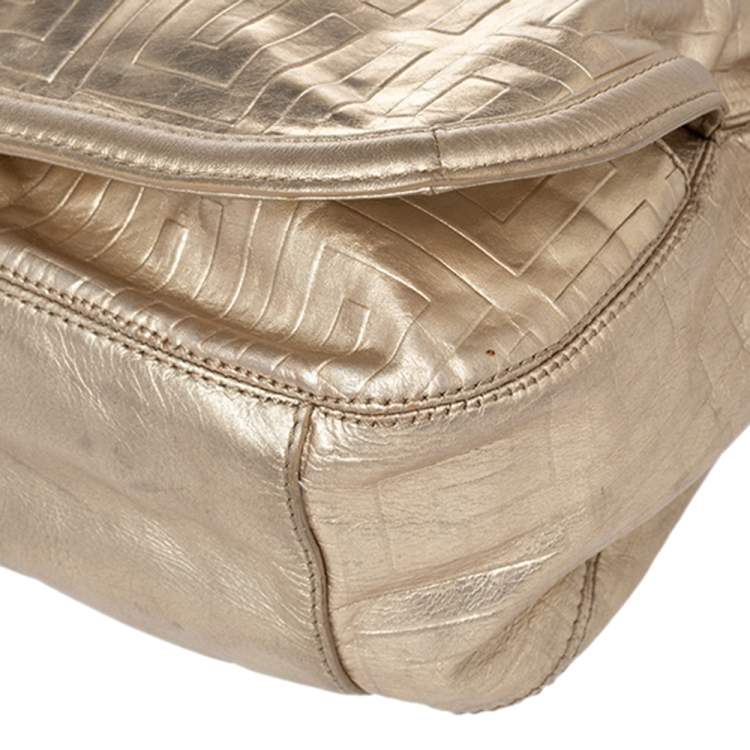 Pre Owned Givenchy Gold Monogram  Leather Hobo
