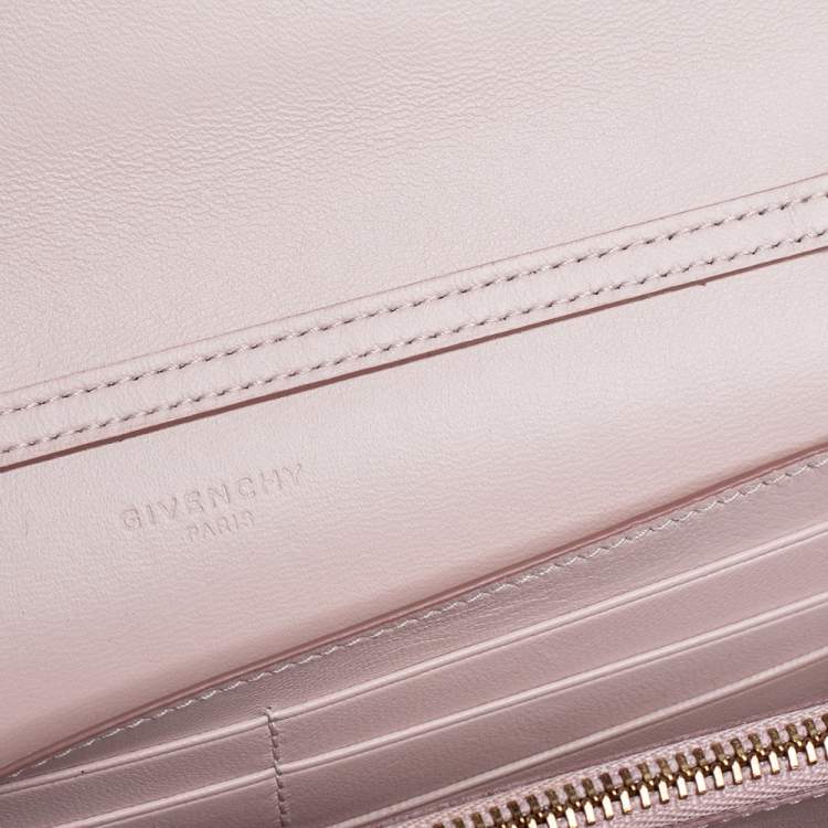 Pre Owned Givenchy Pale Pink Leather GV3 Wallet On Chain