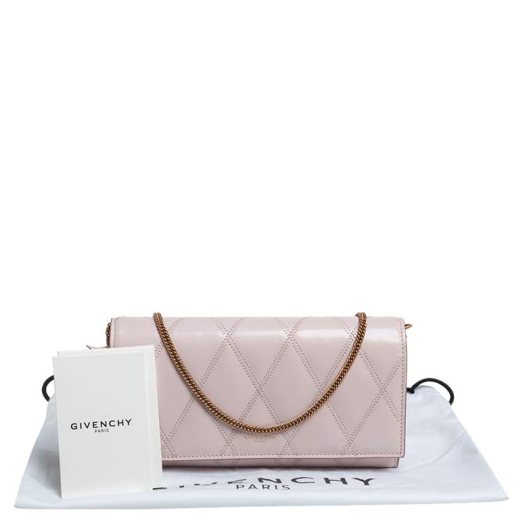 Pre Owned Givenchy Pale Pink Leather GV3 Wallet On Chain