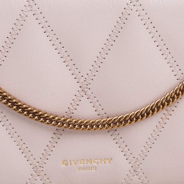 Pre Owned Givenchy Pale Pink Leather GV3 Wallet On Chain