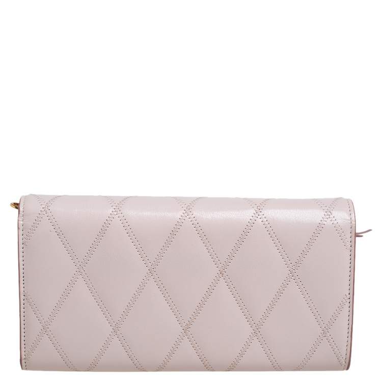 Pre Owned Givenchy Pale Pink Leather GV3 Wallet On Chain