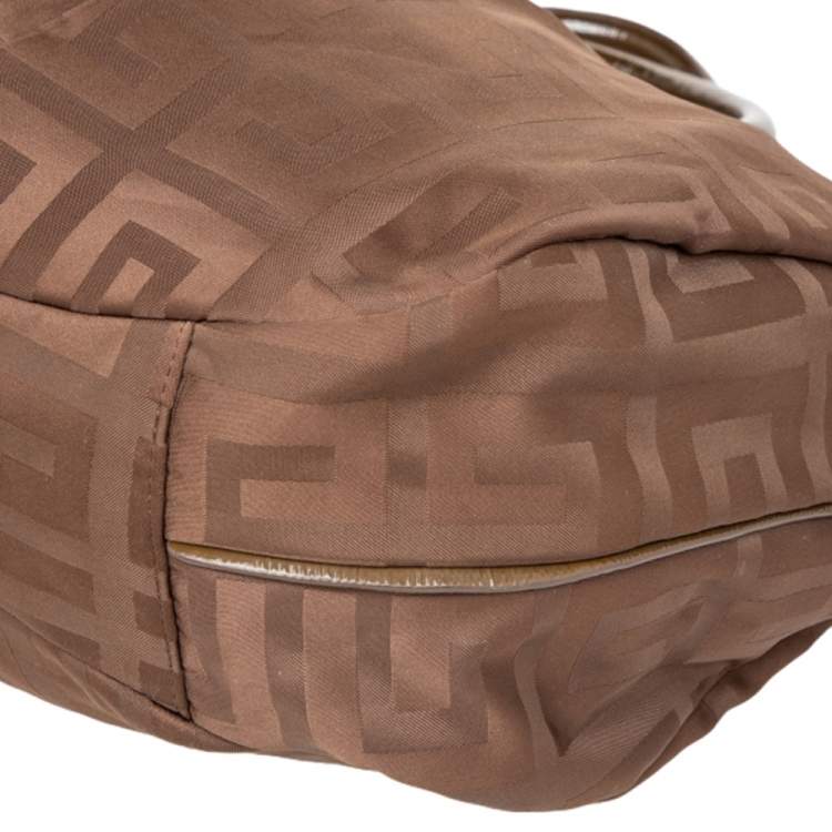 Pre Owned Givenchy Brown Monogram Canvas And Patent Leather Zip Tote