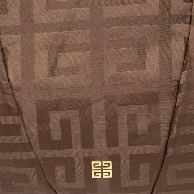 Pre Owned Givenchy Brown Monogram Canvas And Patent Leather Zip Tote