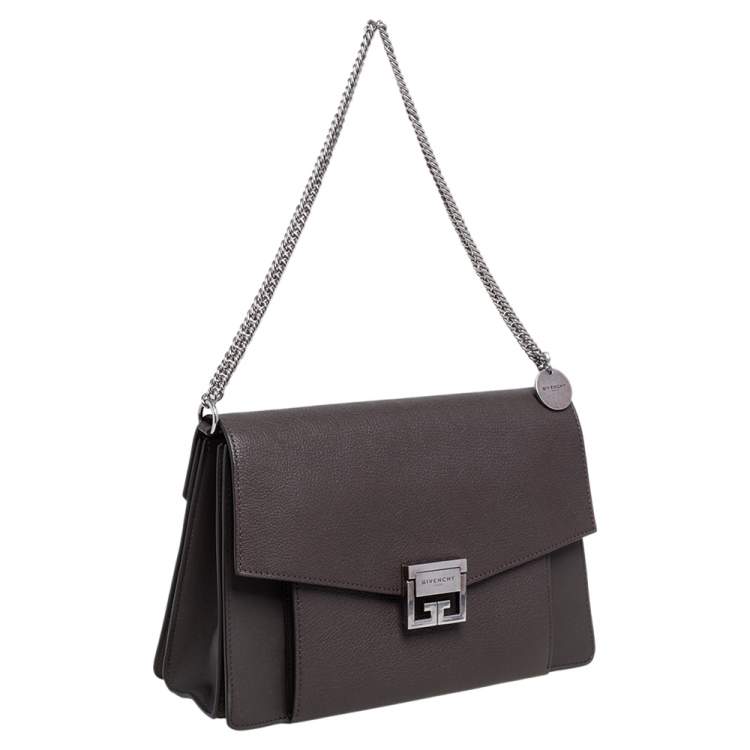 Pre Owned Givenchy Brown Leather Medium GV3 Shoulder Bag