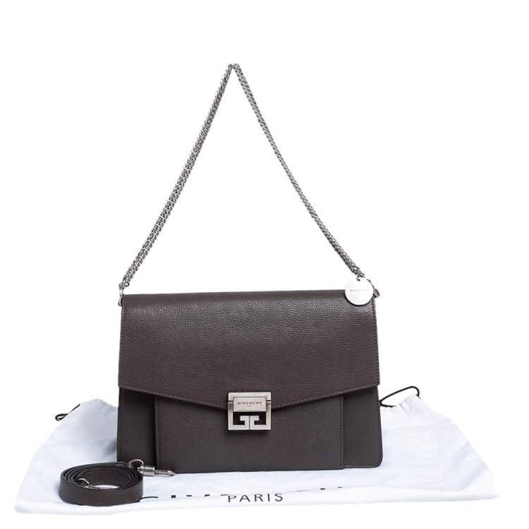 Pre Owned Givenchy Brown Leather Medium GV3 Shoulder Bag
