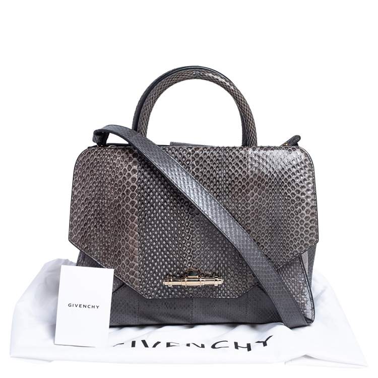 Pre Owned Givenchy Grey Snakeskin Obsedia Tote 