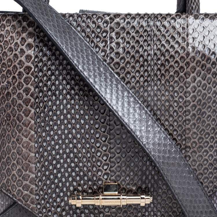 Pre Owned Givenchy Grey Snakeskin Obsedia Tote 