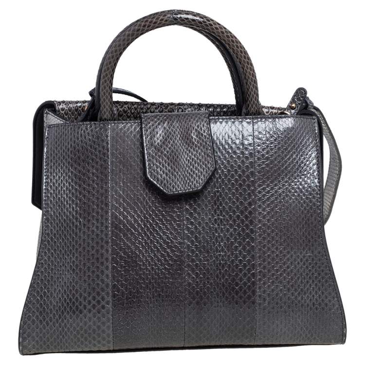 Pre Owned Givenchy Grey Snakeskin Obsedia Tote 
