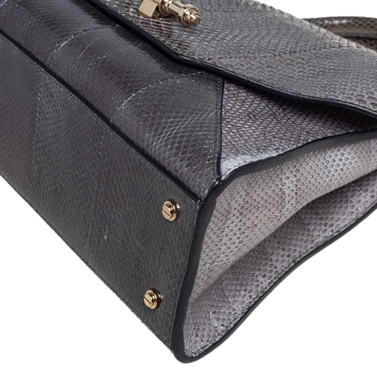 Pre Owned Givenchy Grey Snakeskin Obsedia Tote 