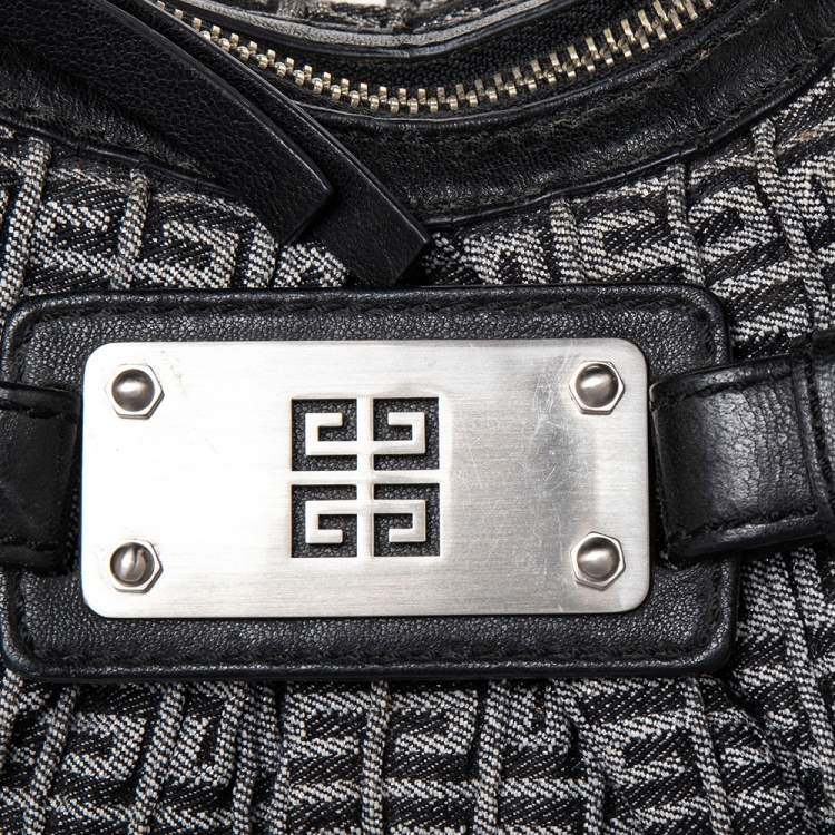 Pre Owned Givenchy Grey/Black Monogram Canvas And Leather Hobo
