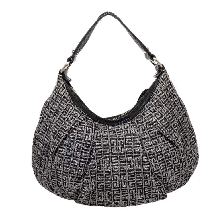 Pre Owned Givenchy Grey/Black Monogram Canvas And Leather Hobo