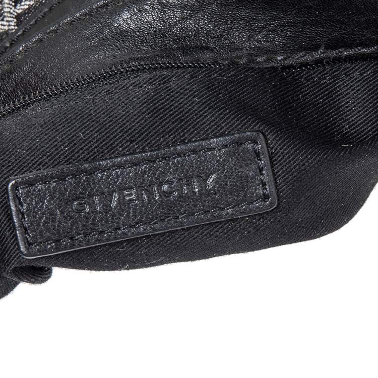 Pre Owned Givenchy Grey/Black Monogram Canvas And Leather Hobo