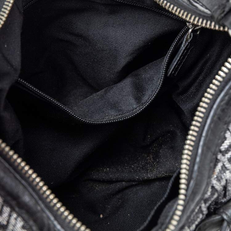 Pre Owned Givenchy Grey/Black Monogram Canvas And Leather Hobo