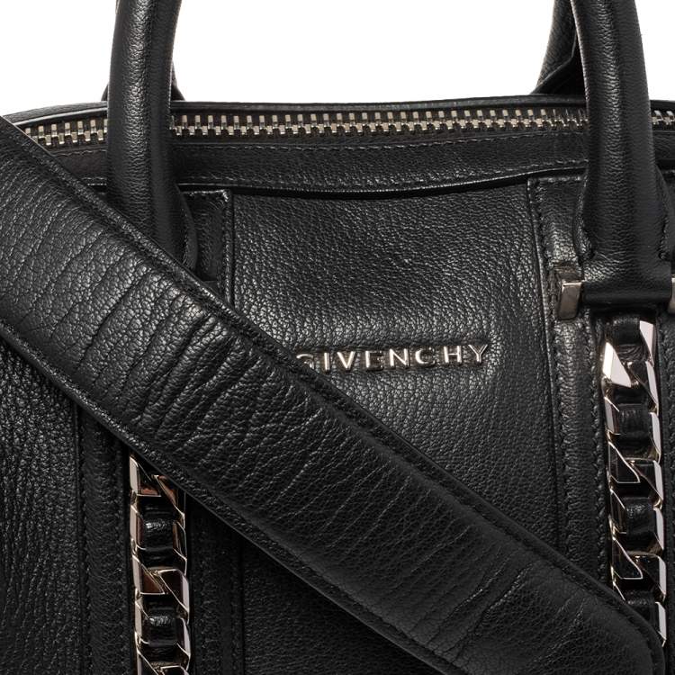 Pre Owned Givenchy Black Leather Mini Chain Animation Lucrezia Duffel Bag