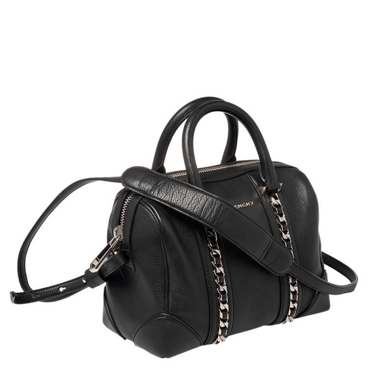 Pre Owned Givenchy Black Leather Mini Chain Animation Lucrezia Duffel Bag