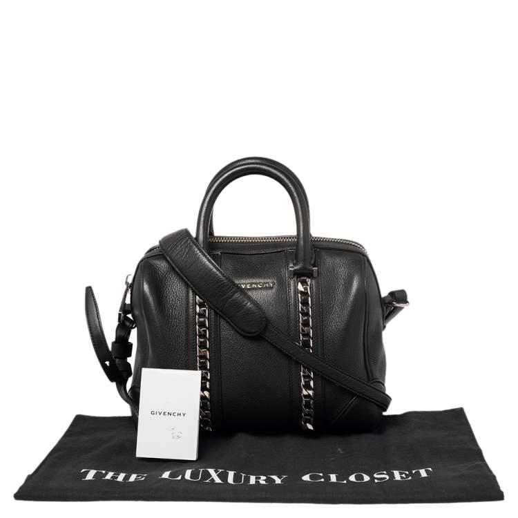 Pre Owned Givenchy Black Leather Mini Chain Animation Lucrezia Duffel Bag