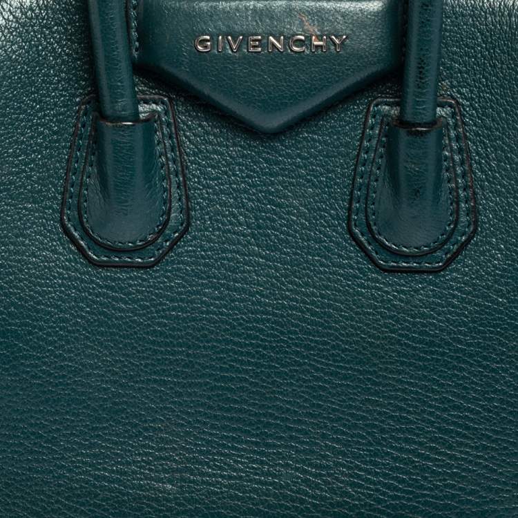 Pre Owned Givenchy Dark Green Leather Mini Antigona Satchel
