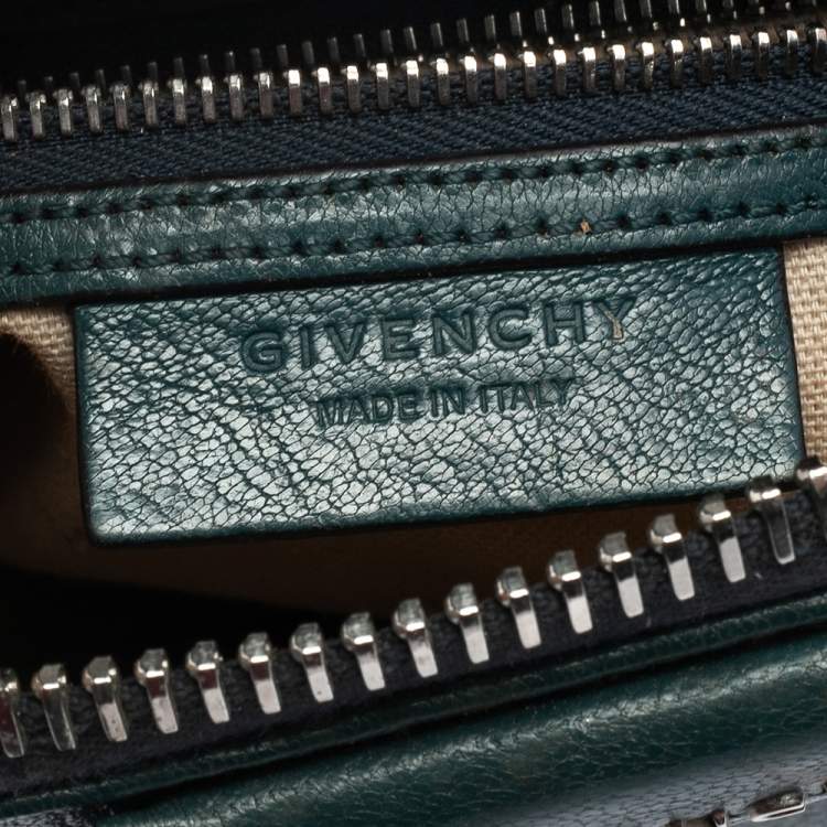 Pre Owned Givenchy Dark Green Leather Mini Antigona Satchel