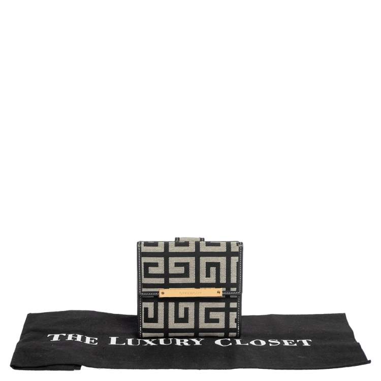 Pre Owned Givenchy Grey/Black Monogram Canvas Compact Wallet