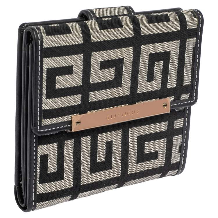 Pre Owned Givenchy Grey/Black Monogram Canvas Compact Wallet
