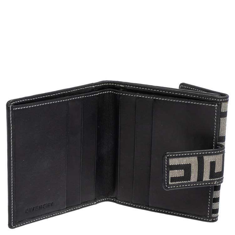 Pre Owned Givenchy Grey/Black Monogram Canvas Compact Wallet