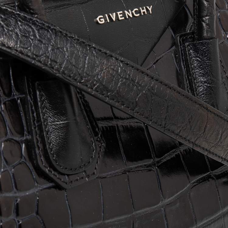 مملوكة مسبقًا  Givenchy Black Croc Embossed Leather Antigona Satchel