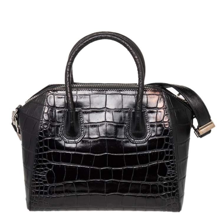 مملوكة مسبقًا  Givenchy Black Croc Embossed Leather Antigona Satchel