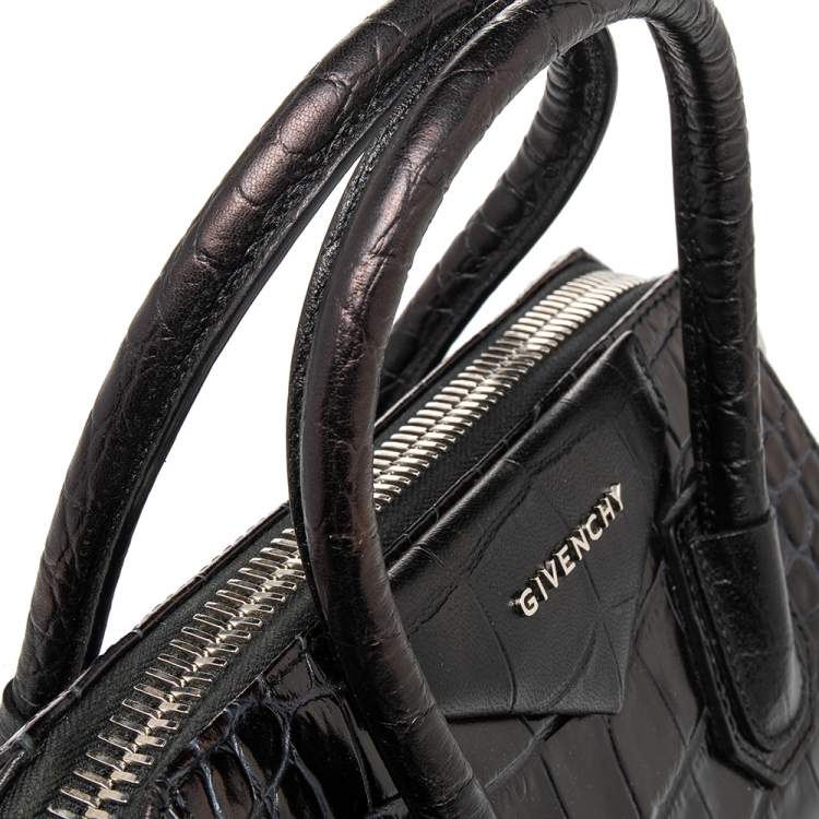 مملوكة مسبقًا  Givenchy Black Croc Embossed Leather Antigona Satchel