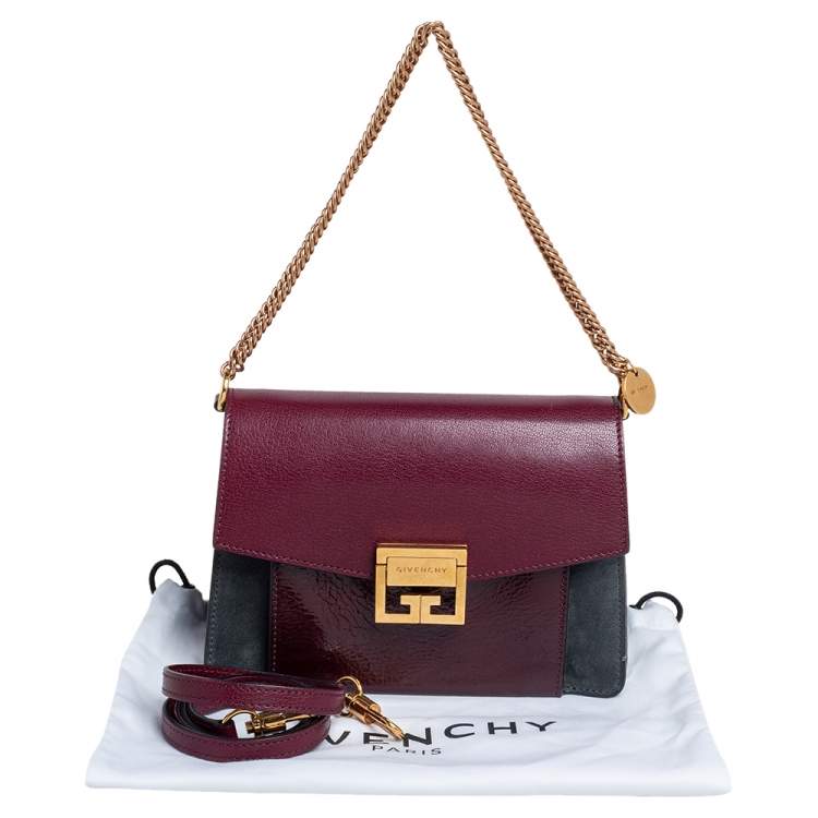 مملوكة مسبقًا Givenchy Burgundy/Grey Leather and Suede GV3 Shoulder Bag