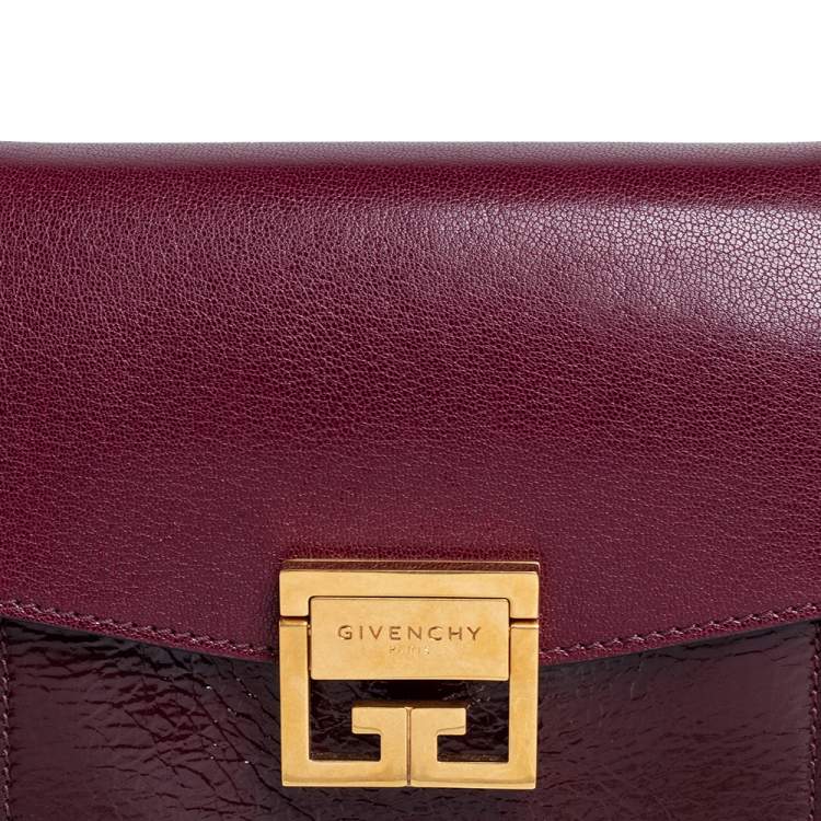 مملوكة مسبقًا Givenchy Burgundy/Grey Leather and Suede GV3 Shoulder Bag