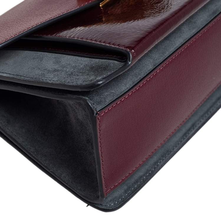 مملوكة مسبقًا Givenchy Burgundy/Grey Leather and Suede GV3 Shoulder Bag
