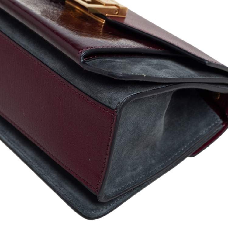 مملوكة مسبقًا Givenchy Burgundy/Grey Leather and Suede GV3 Shoulder Bag