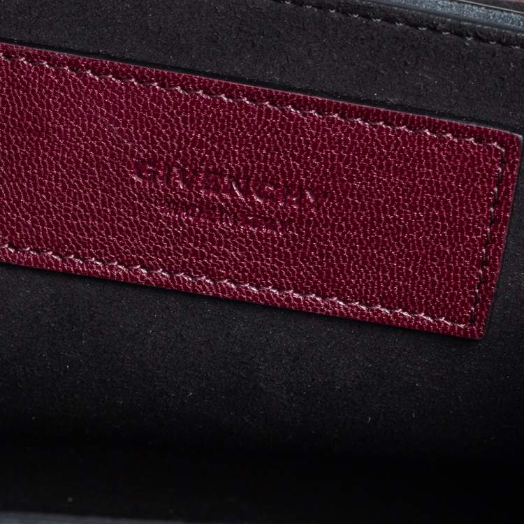 مملوكة مسبقًا Givenchy Burgundy/Grey Leather and Suede GV3 Shoulder Bag