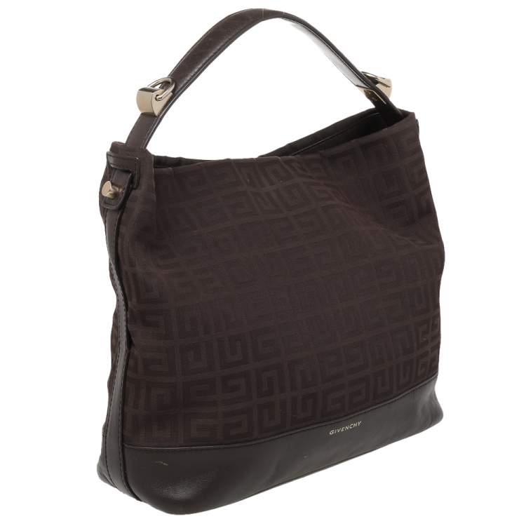 Pre Owned Givenchy Brown Monogram Canvas And Leather Hobo
