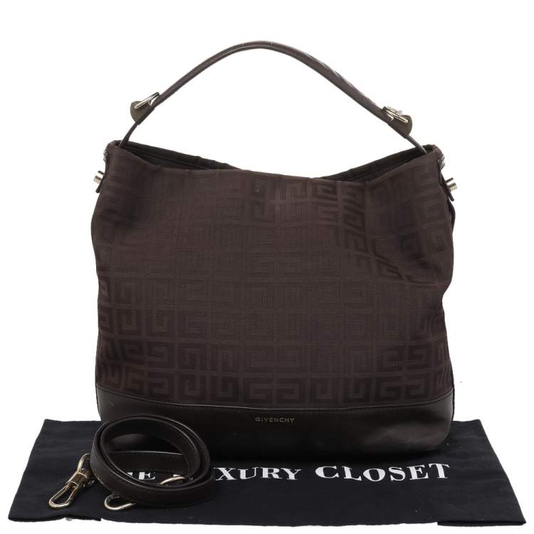 Pre Owned Givenchy Brown Monogram Canvas And Leather Hobo
