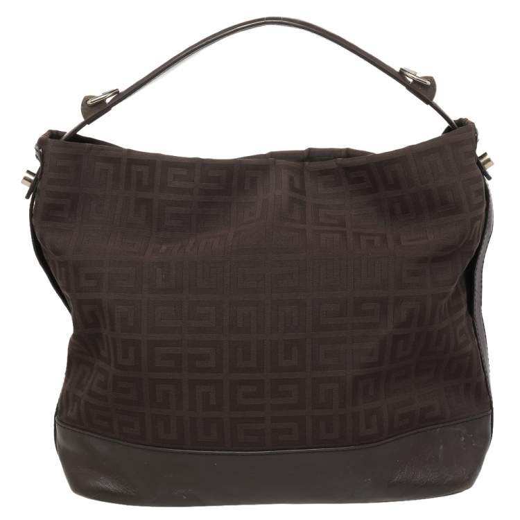 Pre Owned Givenchy Brown Monogram Canvas And Leather Hobo