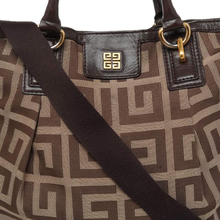 Pre Owned Givenchy Brown/Beige Signature Canvas And Leather Hobo