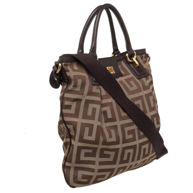 Pre Owned Givenchy Brown/Beige Signature Canvas And Leather Hobo